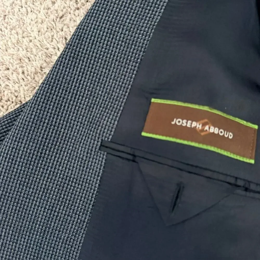 Joseph Abboud Sport Coat Men 44R Blue-Gray Worsted Wool Modern Business Travel